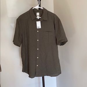 Olive green linen shirt